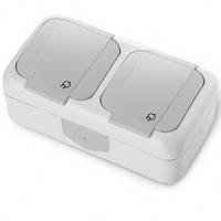 Розетка із заземленням + Розетка із заземленням (сіра) VIKO Palmiye