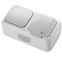 Вимикач + Розетка із заземленням (сірий) VIKO Palmiye