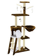 Ігровий комплекс із кігтеточкою Happy Cats коричнево-білий 130 x 55 x 36 см