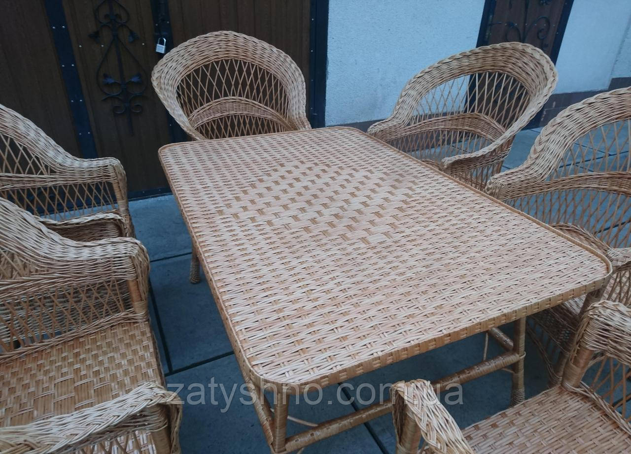 Мебель плетеная на шестерых с большим столом из лозы - фото 5 - id-p1004301901