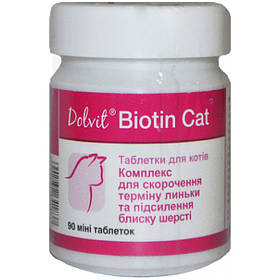 Вітаміни Dolvit Biotyna Cat (Доввіт Біотин Кет) для кота та шерсті для кішок, 90 табл.