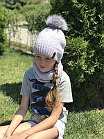 Демісезонний дитячий в'язаний набір шапочка та снуд зі 100% мериноса для хлопчика та дівчинки ручної роботи.