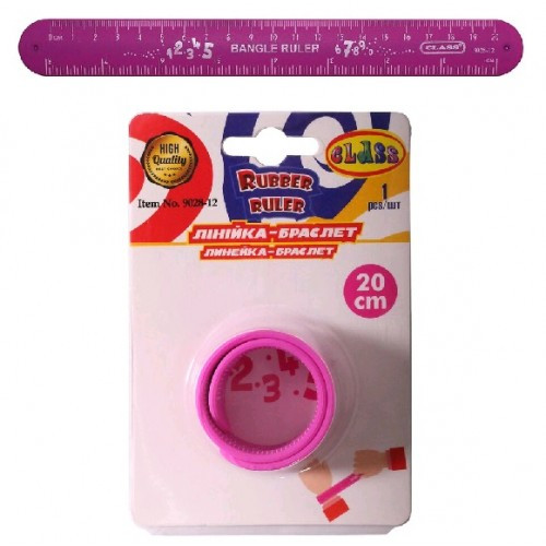Лінійка - браслет (неломайка) ТМ CLASS 9028-12 на 20см пластик РОЖЕВИЙ (1/20)