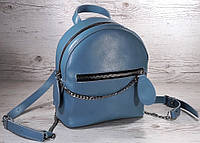 116-1 Натуральная кожа Городской рюкзак Кожаный рюкзак Из натуральной кожи Рюкзак женский голубой рюкзак