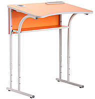 Парта шкільна одномісна регульована за висотою 3-6 р.г. оранж, стіл учнівський трансформер із нахилом AMF