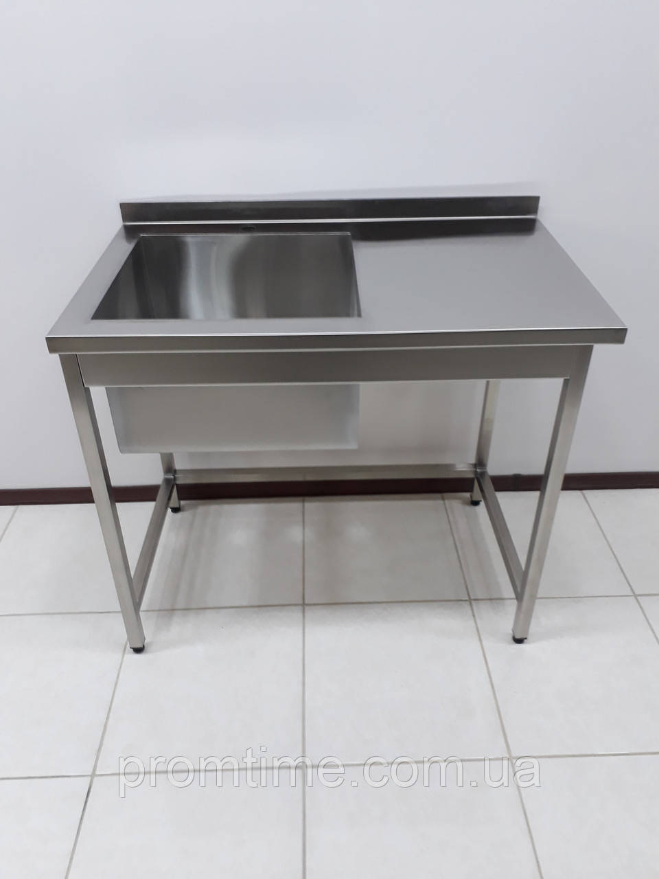 Стіл мийка для ресторанної кухні з нержавіючої сталі 1000х600х850, фото 1