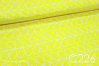 Ткань сатин Геометрия листочки на желтом 100*80
