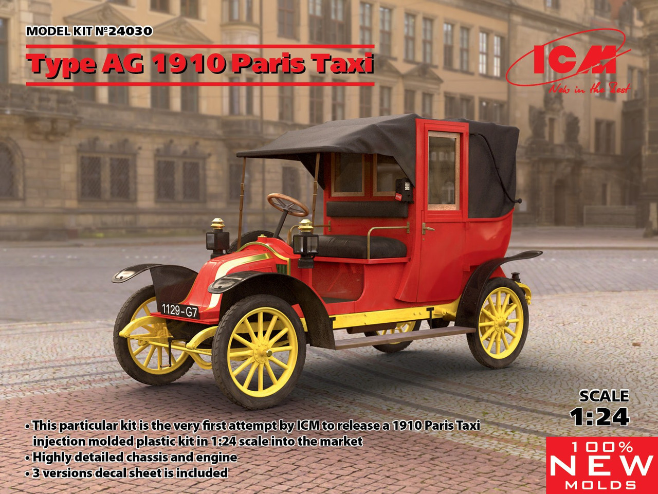 Збірна модель автомобіля. Type AG 1910 Paris Taxi (100% new molds) 1/24 ICM 24030