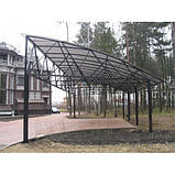 Навіс з полікарбонату до будинку / навіс з полікарбонату вздовж будинку / навіс з полікарбонату односкатний, фото 7