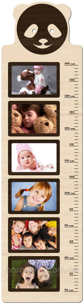 Фоторамка колаж Зростомір дерев'яний для дітей на стіну Панда 25х93 см
