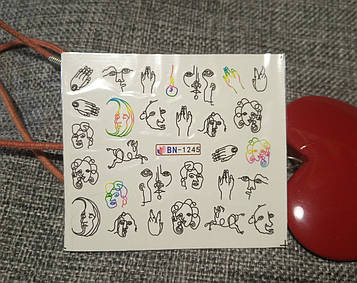 Слайдер-дизайн для нігтів (водні наклейки на нігті) BN-1245