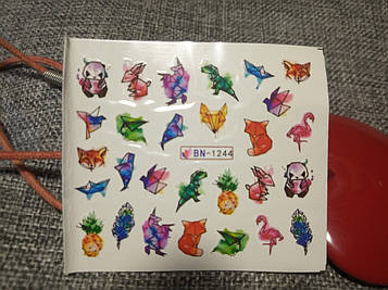 Слайдер-дизайн для нігтів (водні наклейки на нігті) BN-1244