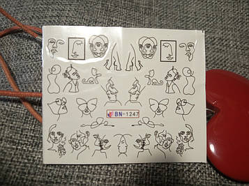 Слайдер-дизайн для нігтів (водні наклейки на нігті) BN-1247