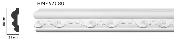 Молдинг для стін з орнаментом Classic Home HM-32080, ліпний декор з поліуретану