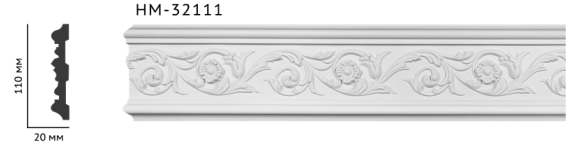 Молдинг для стін з орнаментом Classic Home HM-32111, ліпний декор з поліуретану
