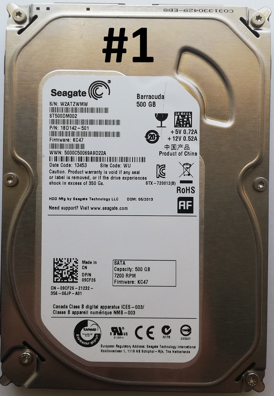 Жесткий диск для компьютера ЛОТ #1 Siagate 500GB 7200rpm 16MB (ST500DM002) 3.5" SATA-III Б/У на запчасти