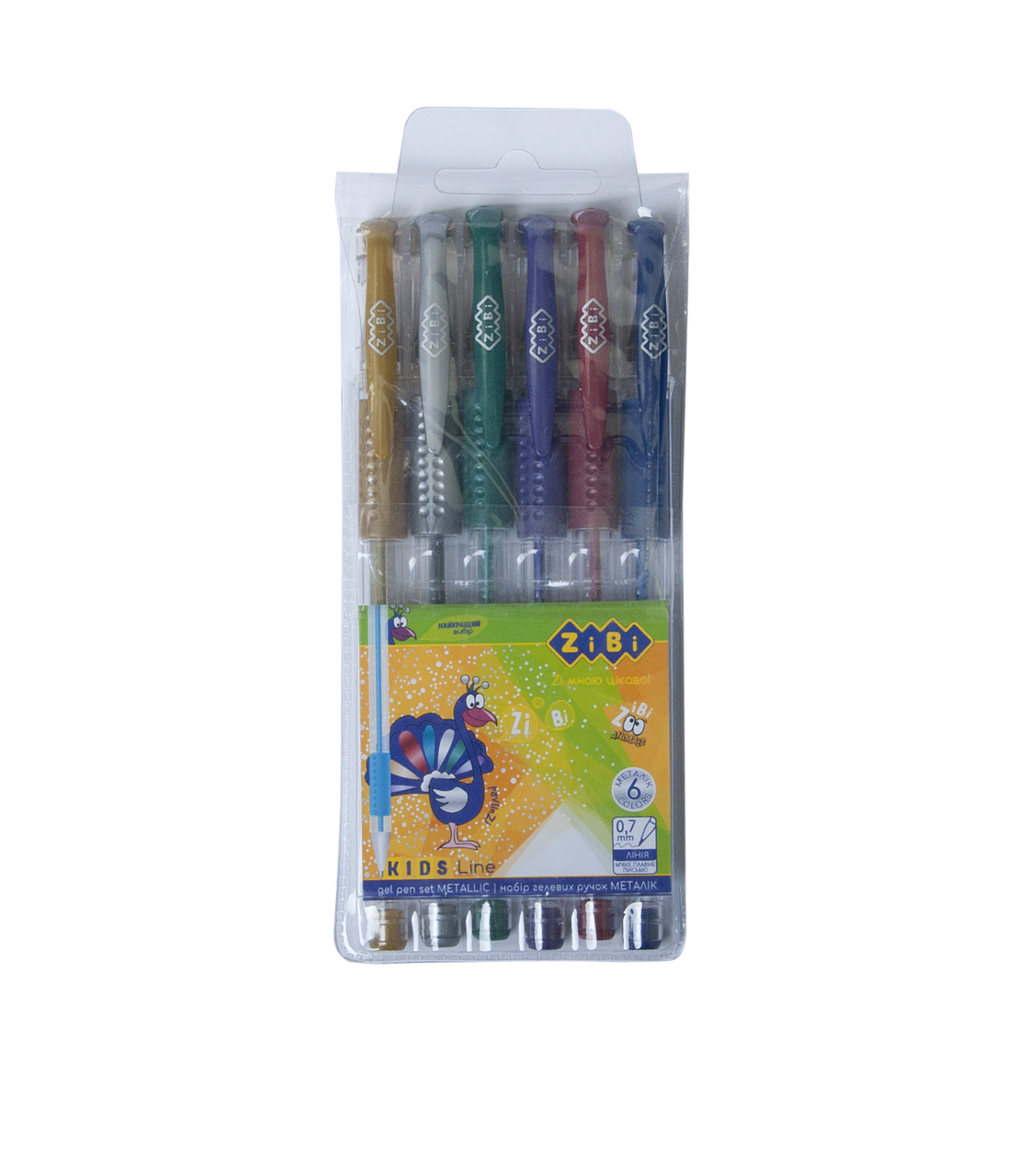 Набір з 6 гелевих ручок METALLIC у пластиковому пеналі, KIDS Line ZB.2203-99 ZiBi (імпорт)
