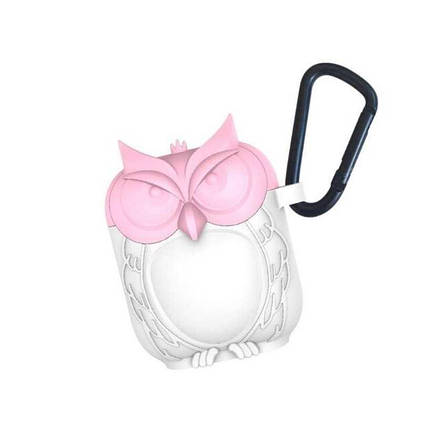 Чохол із карабіном для Apple AirPods Alitek Сова White/Pink, фото 2