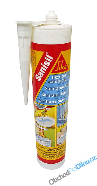 Sanisil 300мл бел.,бесцветн. герметик силикон., влагостойкий для герметиз. швов на фасадах, кухнях, ванных - фото 1 - id-p8039366
