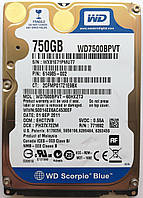 Жесткий диск для ноутбука Western Digital Scorpio 750GB 5400rpm (WD7500BPVT) 2.5" SATA-II Б/У на запчасти