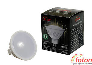 LED лампа MR16 (GU5,3) 6W(550Lm) 220VAC FOTON