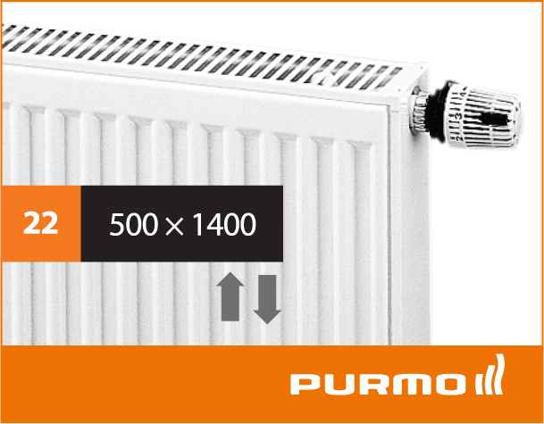 Сталевий панельний радіатор PURMO Ventil Compact 22 500x 1400