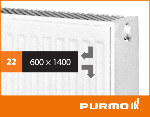 Сталевий панельний радіатор PURMO Compact 22 600x 1400