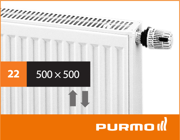 Сталевий панельний радіатор PURMO Ventil Compact 22 500x 500