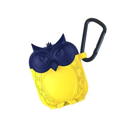 Чохол для Apple AirPods Alitek Совонька Yellow/Blue з карабіном, фото 2