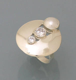 Сережки зі срібла 925 проби з цирконієм і імітацією перлів., фото 2