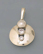 Сережки зі срібла 925 проби з цирконієм і імітацією перлів., фото 2