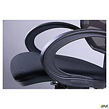 Офісне крісло AMF Байт-5 спинка-сітка чорна з підлокітниками на коліщатках, фото 8