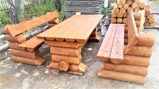 Дерев'яні меблі з оциліндрованого бруса фото
