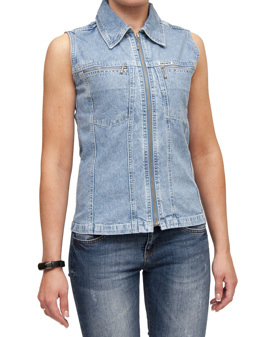 Жіночий джинсовий жилет Crown Jeans модель 008 (VNTR)