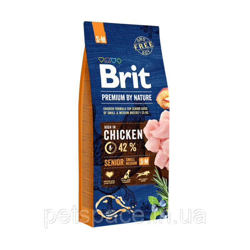 Корм для собак Brit Premium by Nature Senior S+M (Бріт Преміум для літніх собак S+M) 1кг.