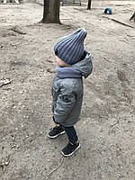 Демисезонный детский вязаный набор шапочка и снуд ручной работы для мальчика.