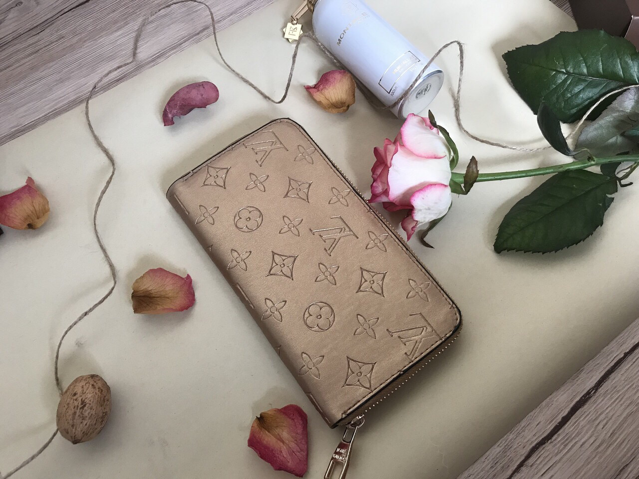 Гаманець жіночий, портмоне жіноче Louis Vuitton CLEMENCE gold, фото 1