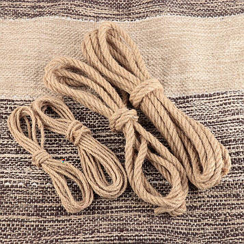 Канат джутовий 12 мм х 50 м/ Мотузка джутова для декору ➤ Бечовина ➤ Пенька / Мотузка джутова Україна