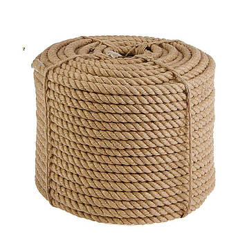 Канат джутовий 14 мм х 50 м Мотузка джутова для декору Бечевка Пенька Мотузка джутова Україна