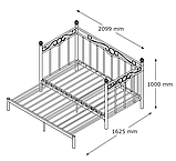 Ліжко-кушетка металеве розсувне 160х200 см, bobi, фото 3