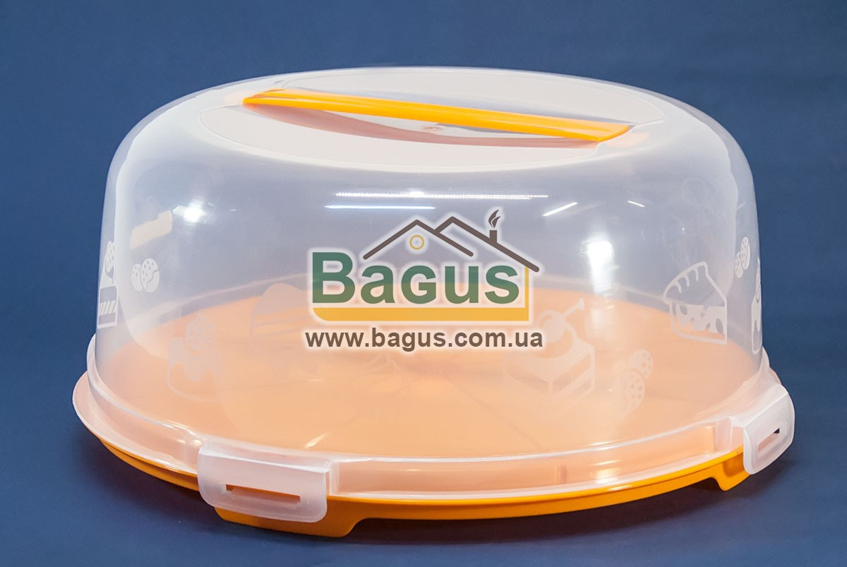 Тортівниця кругла з кришкою 31 см пластикова (колір — оранжевий) Алеана ALN-169056-2