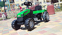 Трактор педальный веломобиль зеленый клаксон на руле, сидение регулируемое от 3 до 8 лет