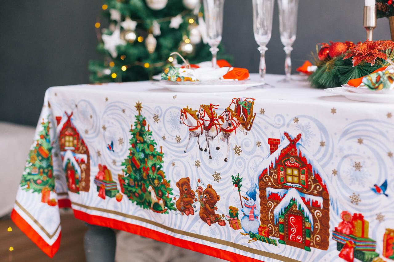 Новогодняя скатерть WSI Christmas Story 145см на 175см 100% хлопок ...