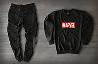 Спортивный костюм мужской "MARVEL" black демисезонный Комплект осенний весенний Свитшот + Штаны