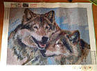 Алмазна вишивка закохані вовки 40х30 см, повна викладка, фото 2