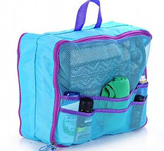 Яскравий Дорожній набір сумок-органайзерів з 5 штук (блакитний), Органайзери для зберігання речей, фото 3