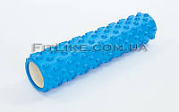 Валик массажный 60х14 см Special Massage Roller PRO (роллер, валик ребристый для точечного массажа) синий