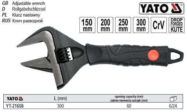 Ключ разводной розвідний l=300 мм YATO YT-21658
