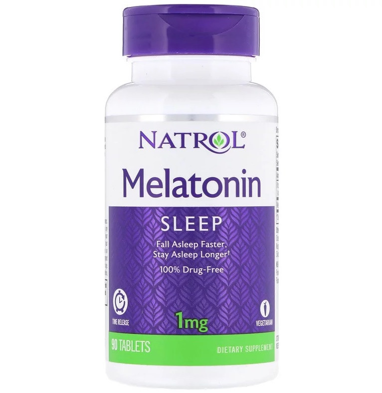 Мелатонін Natrol, повільне вивільнення, 1 мг, 90 таблеток