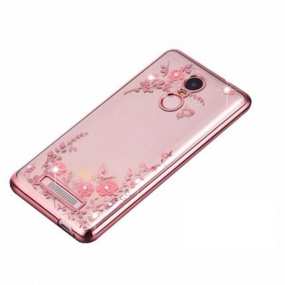 Силіконовий чохол з квітами і стразами для Xiaomi Redmi Note 3 (N9000)
